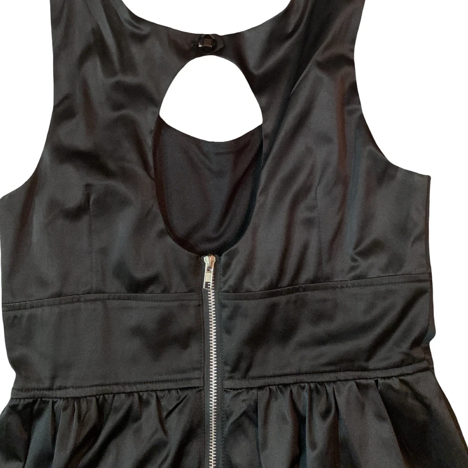 Charlotte Russe L 复古 Y2K 黑色 A 字缎迷你连衣裙带背面拉链 M 码 — 第 3/4 张图片