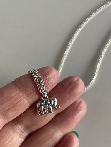 Stunning Elephant Pendant Stainless Steel On A 19.5 Inch Curb Chain Necklace - Picture 3 of 6