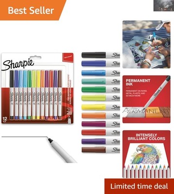Assorted Color Ultra Fine Point Permanent Markers for Crafts & Artwork - 12 Pack