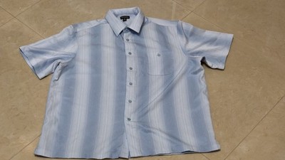 George Men s Light Blue & White Striped Short Sleeve Button Down Shirt XL/XG 