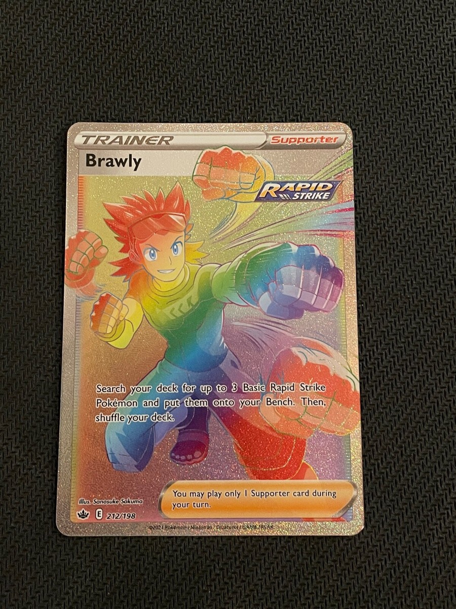 brawly pokemon card value Brawly 212/198 Chilling Reign NM Full Art Secret Rainbow Rare Pokemon Card