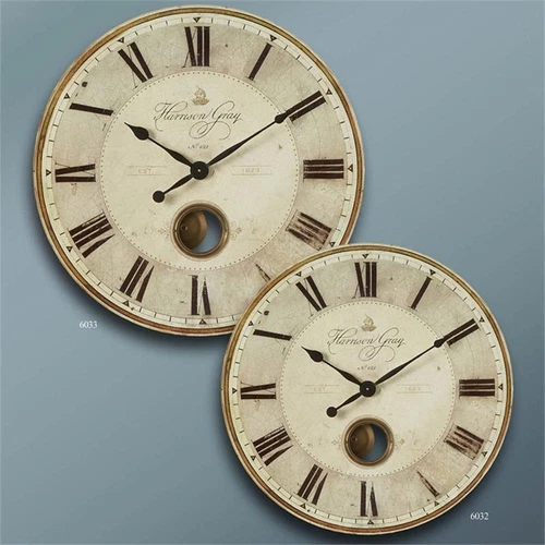 Uttermost Harrison 23" Round MDF Brass Aluminum Wall Clock in Black and Ivory - Picture 2 of 5