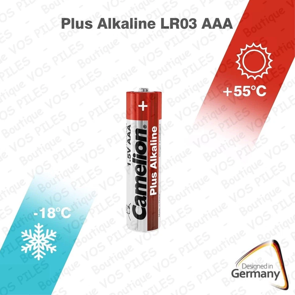 Piles Alcaline 1,5V AAA LR03 MN2400 E92 LR3 AM4 MICRO 1250 mAh ( Camelion ) - Photo 3/4