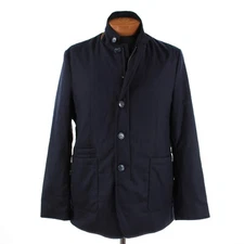 Zanella NWT Vitale Barberis Canonico Wool Car Coat w/ Suede Size L US In Navy