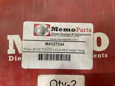 Piston With Ring STD for Deutz 04127334, TCD 3.6 L4, TD 3.6, 98MM 2 pack