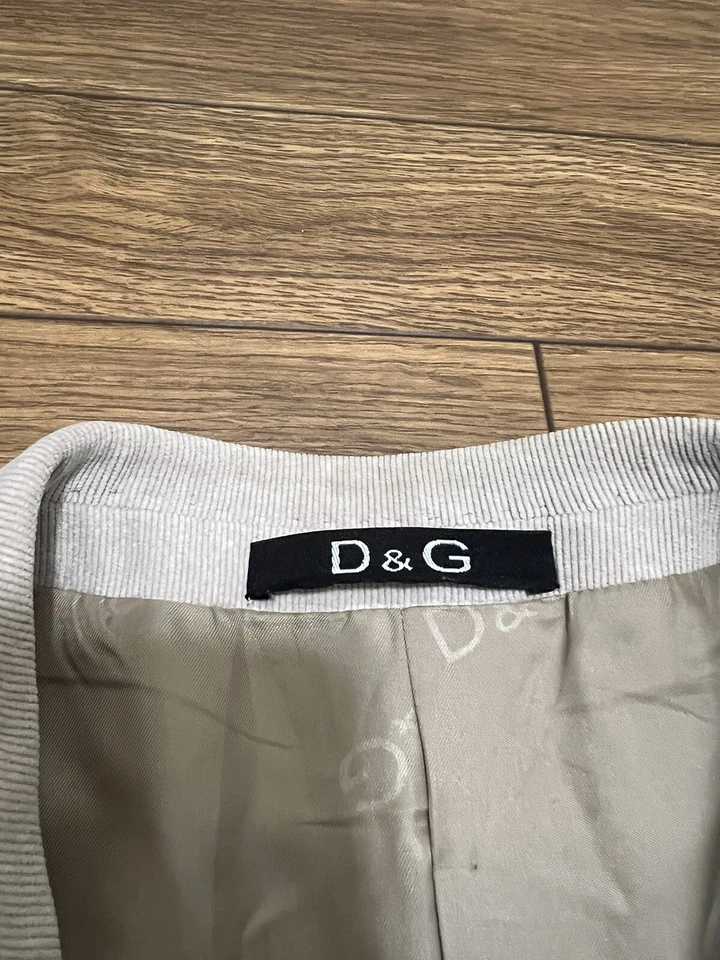 Dolce Gabbana 男式 54 米色天鹅绒意大利双扣西装外套 — 第 3/4 张图片