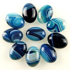 18x13mm 30pcs/lot Natural Blue Stripe Agate Stone Oval Beads CAB CABOCHON