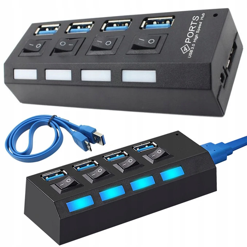 USB 3.0/2.0 Hub 4-7Port Splitter USB Verteiler Super Speed Adapter PC USB Laptop - Bild 2 von 4