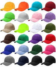 24 Piece Classic Blank Plain Baseball Cap Hat Adjustable Size Solid Color
