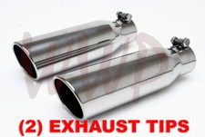 2 Polished Stainless Bolt On Angle Roll Exhaust Tip 2.25inlet 3.5outlet 12lng 2 Polished Stainless Bolt On Angle Roll Exhaust Tip 2.25inlet 3.5outlet 12lng