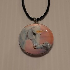 UNICORN 4 Double sided Pendant Charm / 17" 2" chain Necklace Rope 3 