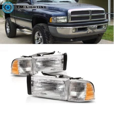 For 1994-2002 Dodge Ram 1500 2500 3500 Left&Right Side Chrome Headlight Headlamp