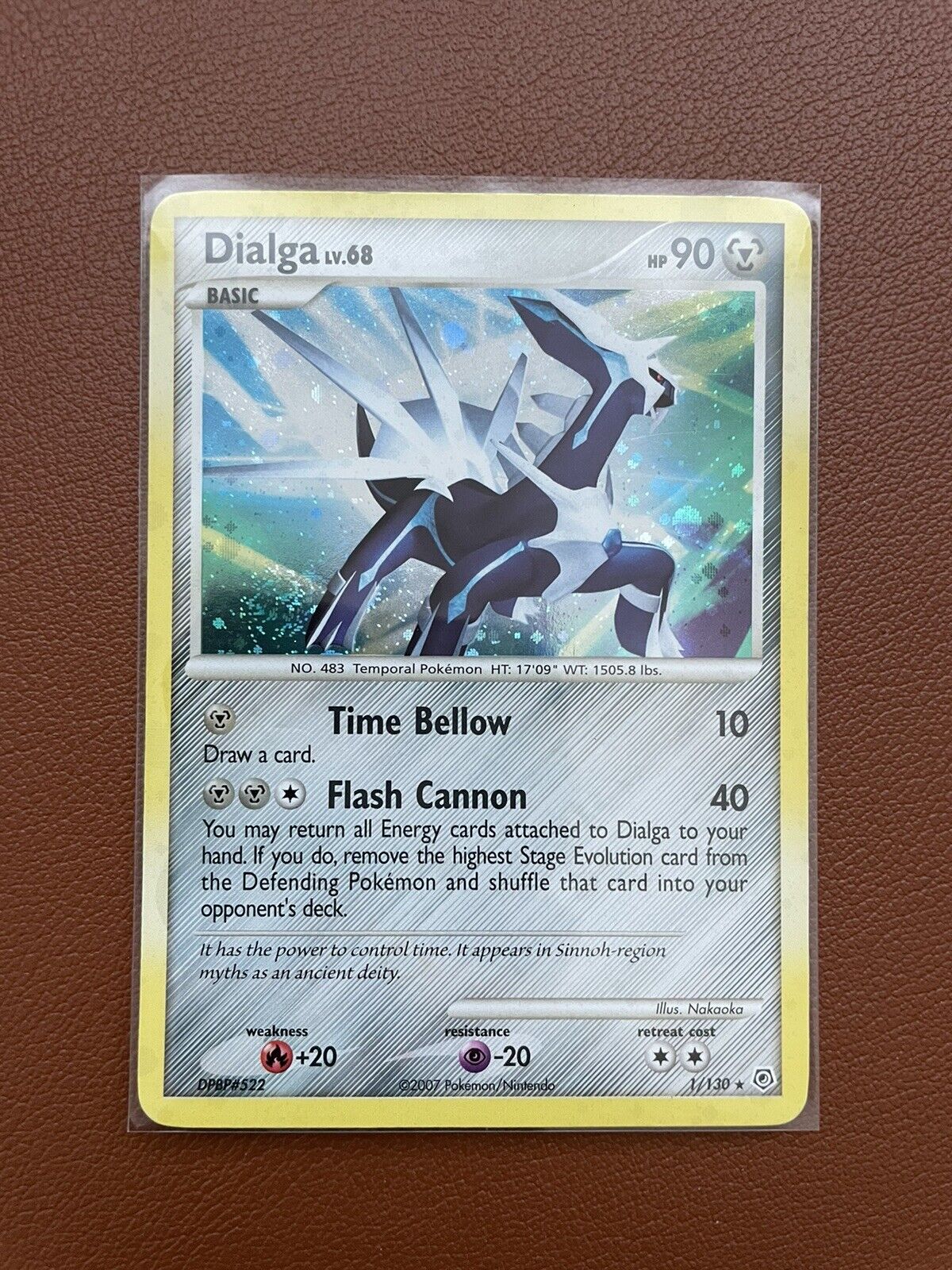 Pokemon Card Dialga LV.68 Diamond & Pearl 1/130 HEAVILY PLAYED Reverse Holo  Rare