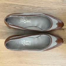 Vintage Salvatore Ferragamo Shoes Two-Tone Tan Spectator Pumps Heels