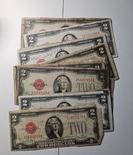 1928 $2 Red Seal Bill Jefferson Dollars Rare Certificate Two Old Note Money