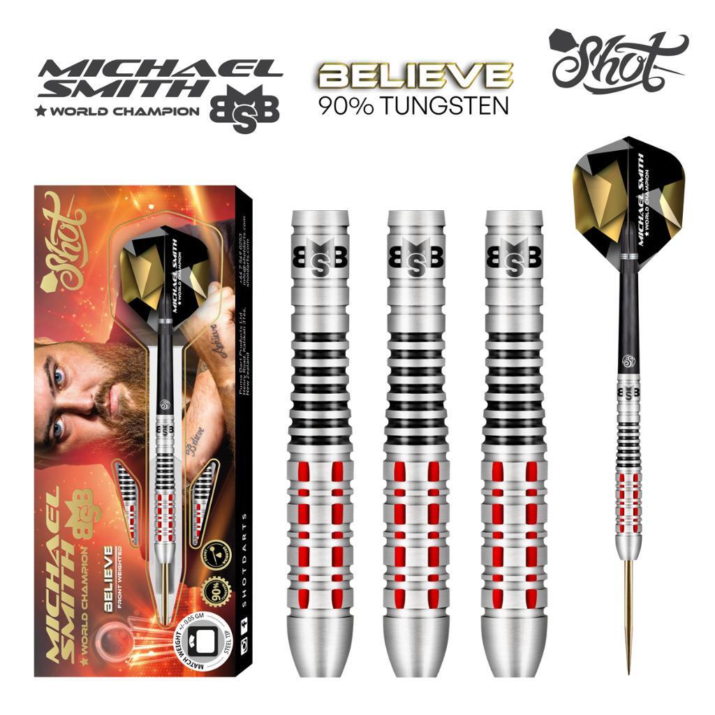 カウンター SHOT DARTS MICHAEL SMITH BELIEVE 23 GRAM STEEL TIP DARTS - 90