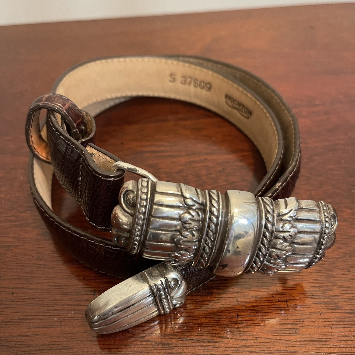 BRIGHTON Western Leather Belt Womens Size S Brown Embossed 