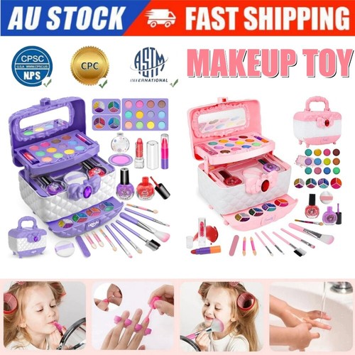 Kids Makeup Kit for Girl Washable Makeup Beauty Toys Set & Portable Cosmetic Box