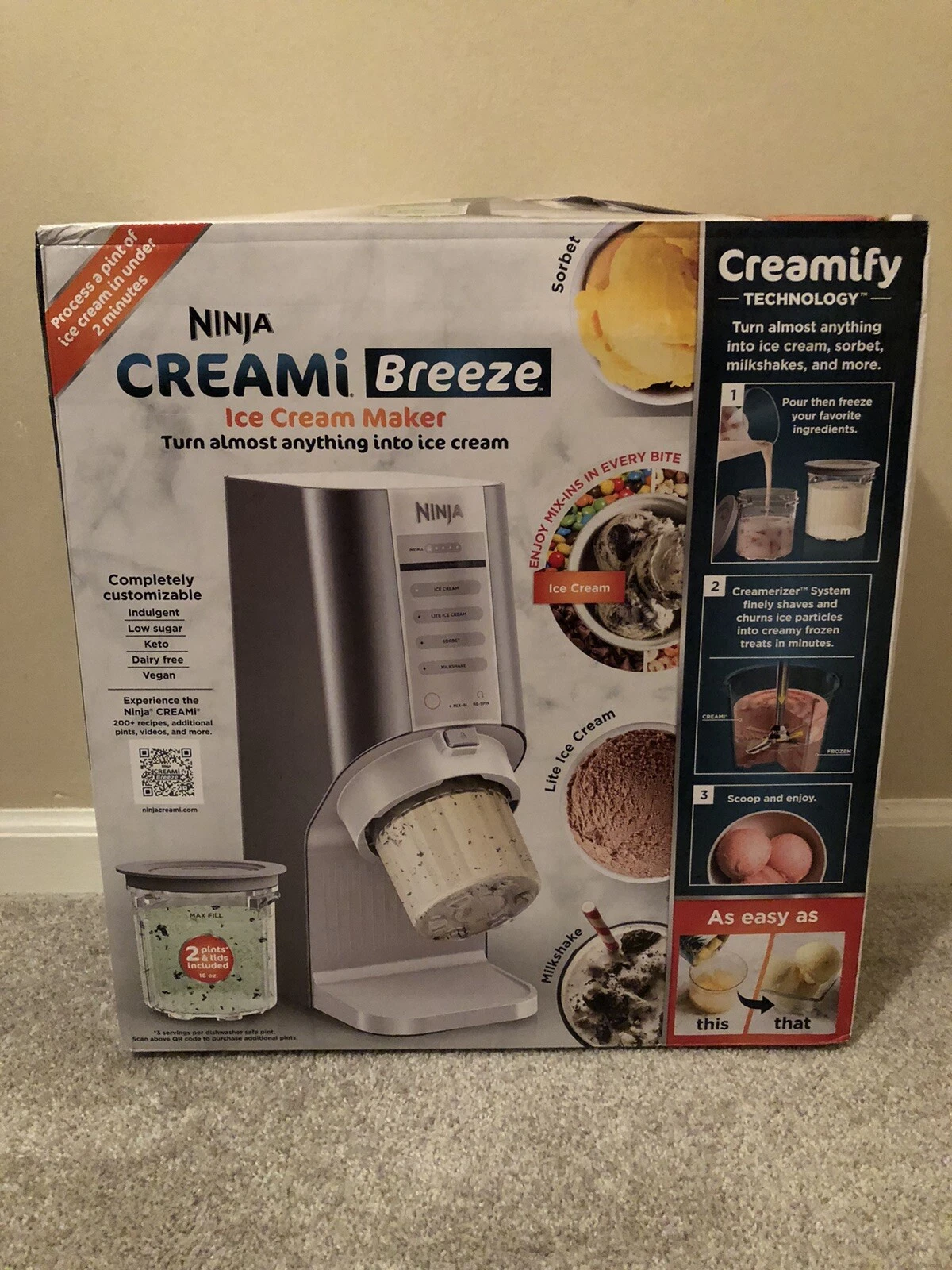 Ninja CREAMi Breeze 7-in-1 (Tiktok) Ice Cream Maker - NC10 New Sealed