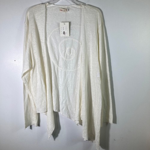 Damen Bodil Slub Leinen Langarm drapiert offen Top Lagenlook Creme S Neu mit Etikett Swirl - Bild 2 von 10
