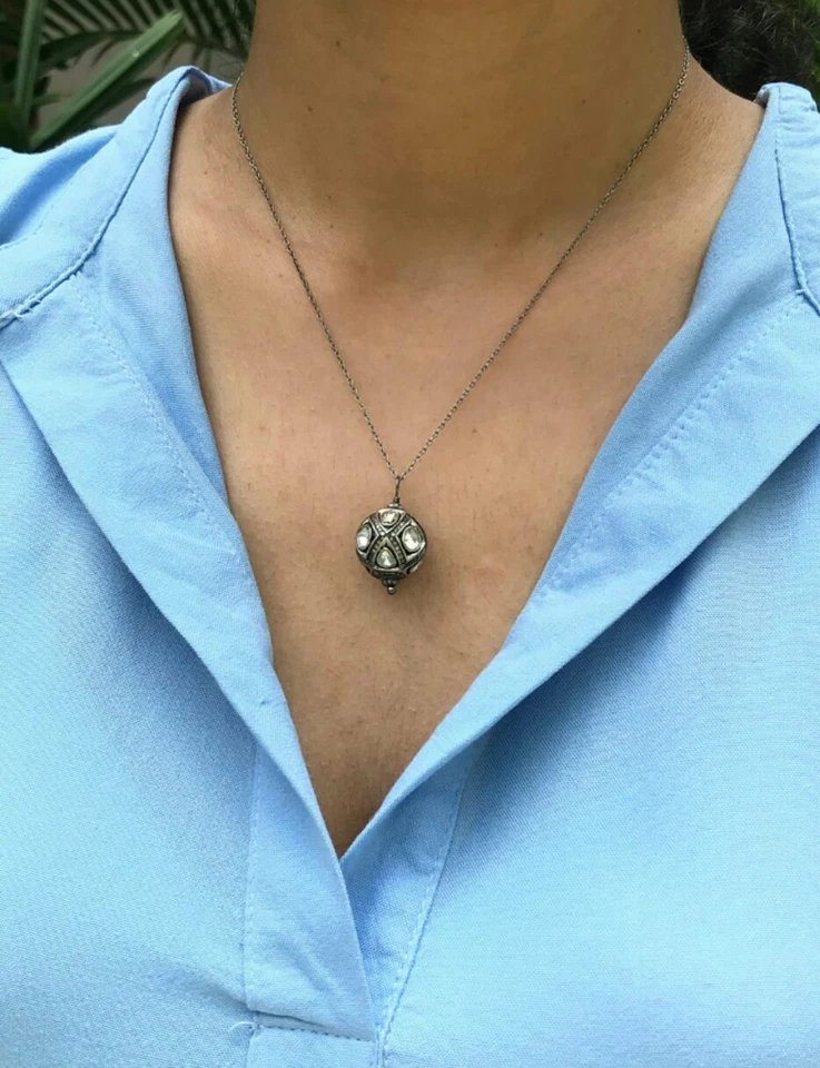 Ожерелье с подвеской в виде розового бриллианта серебро 925 пробы ожерелье кулон с бриллиантом. - Изображение 2 из 4