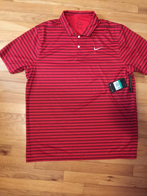 Mens Nike Golf Polo Red XL Brand New Stripes Drifit $50+