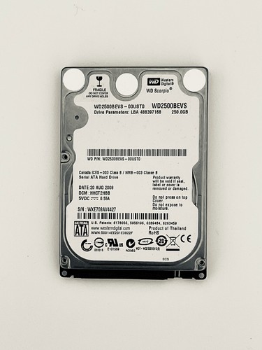 250GB Western Digital WD2500BEVT SATA HDD Festplatte 2.5 Zoll, BULK, 100% OK, 1A