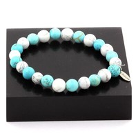 Mineralien Und Edelsteine. Armband Perlen Howlite + TüRkis 8 Mm. Fabri