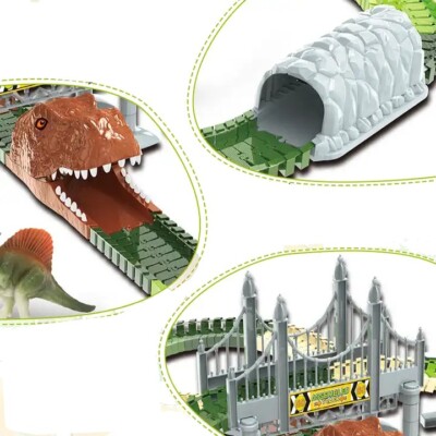 Giocattolo Dinosauro Con Pista Da Corsa E Luci - Auto E Dinosauri Per Bambini 3-6 Anni