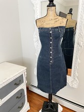 AUTHENTIC RARE VINTAGE Alexander McQueen Denim Corset Strapless Runway Dress