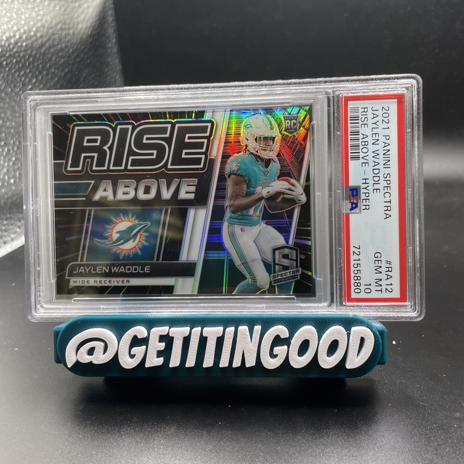 Jaylen Waddle Panini Spectra Rise Above #RA12 Hyper