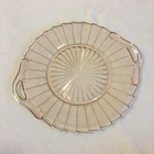 Sierra "Pinwheel" Pink Depression 2 Handle Glass Plate, Jeannette Glass Co 1931