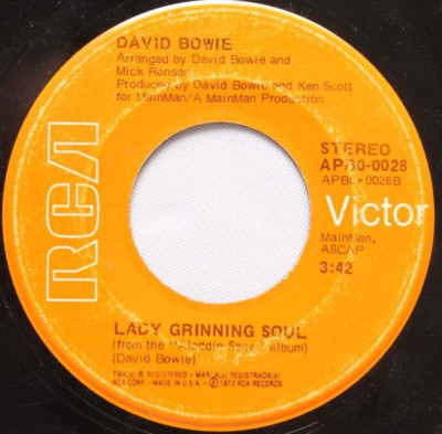 DAVID BOWIE LADY GRINNING SOUL / LETS SPEND THE NIGHT 45 7'' RECORD (APB0-0028)