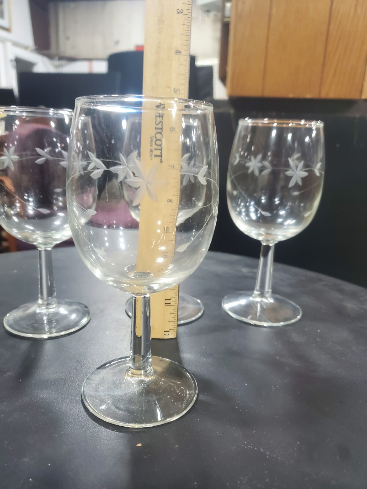 Vintage Floral Etched Wine Glasses eBay