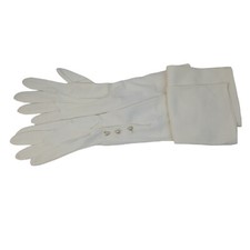 Vtg Women's Long Silk Nylosuede Gloves Faux Pearl Buttons Kayser Opera Evening