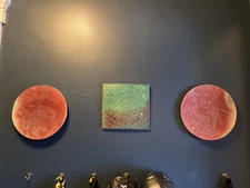 Vintage Handmade Clay Art Women Trio Wall Painted