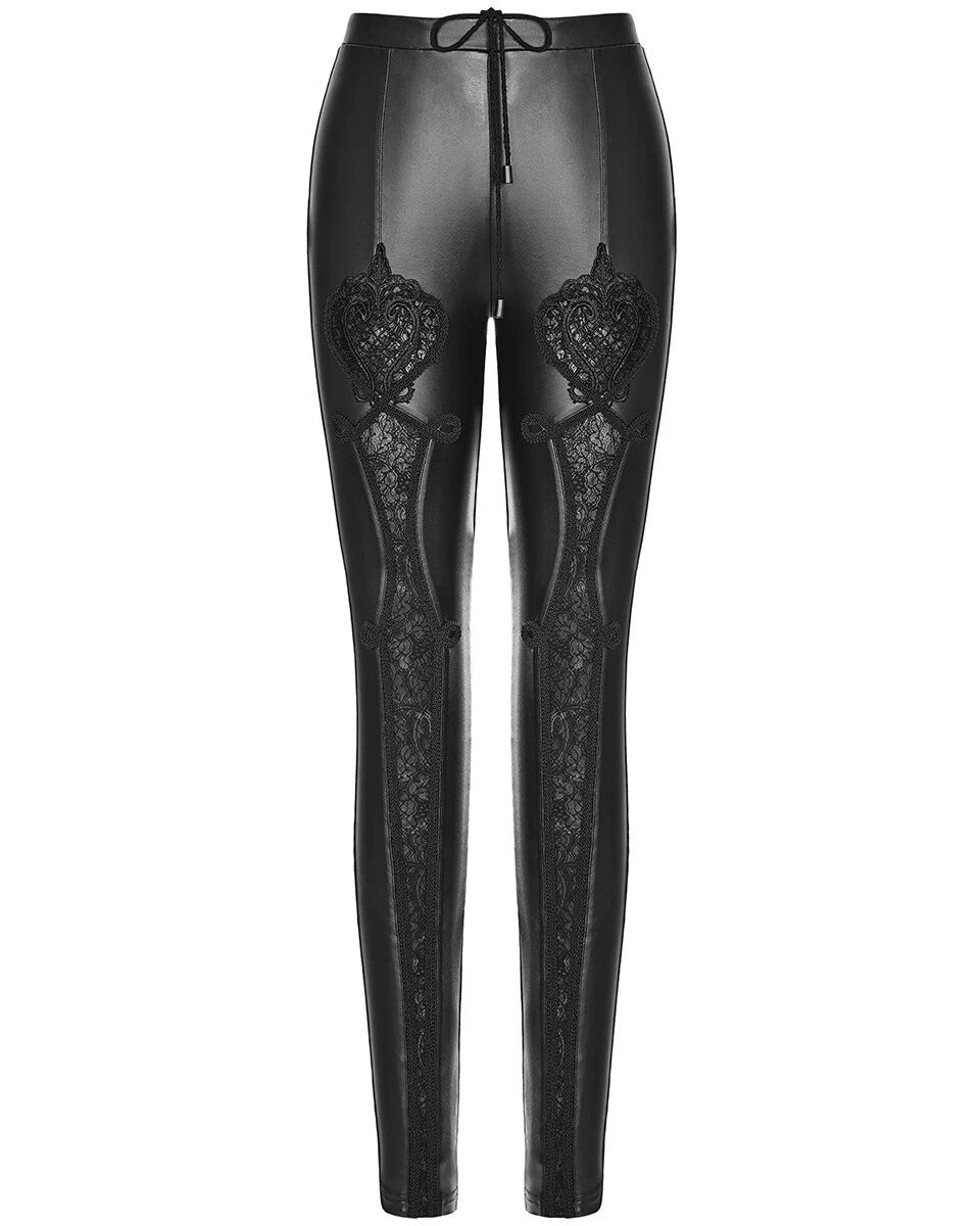 Punk Rave Womens Gothic Leggings Pants Black Faux Leather