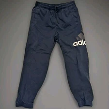 Adidas Men Pants Extra Large Blue Logo Print Cotton Blend Drawstring Active Jogg