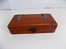 Vintage Wooden Hairbrush Box with Brush and Mirror