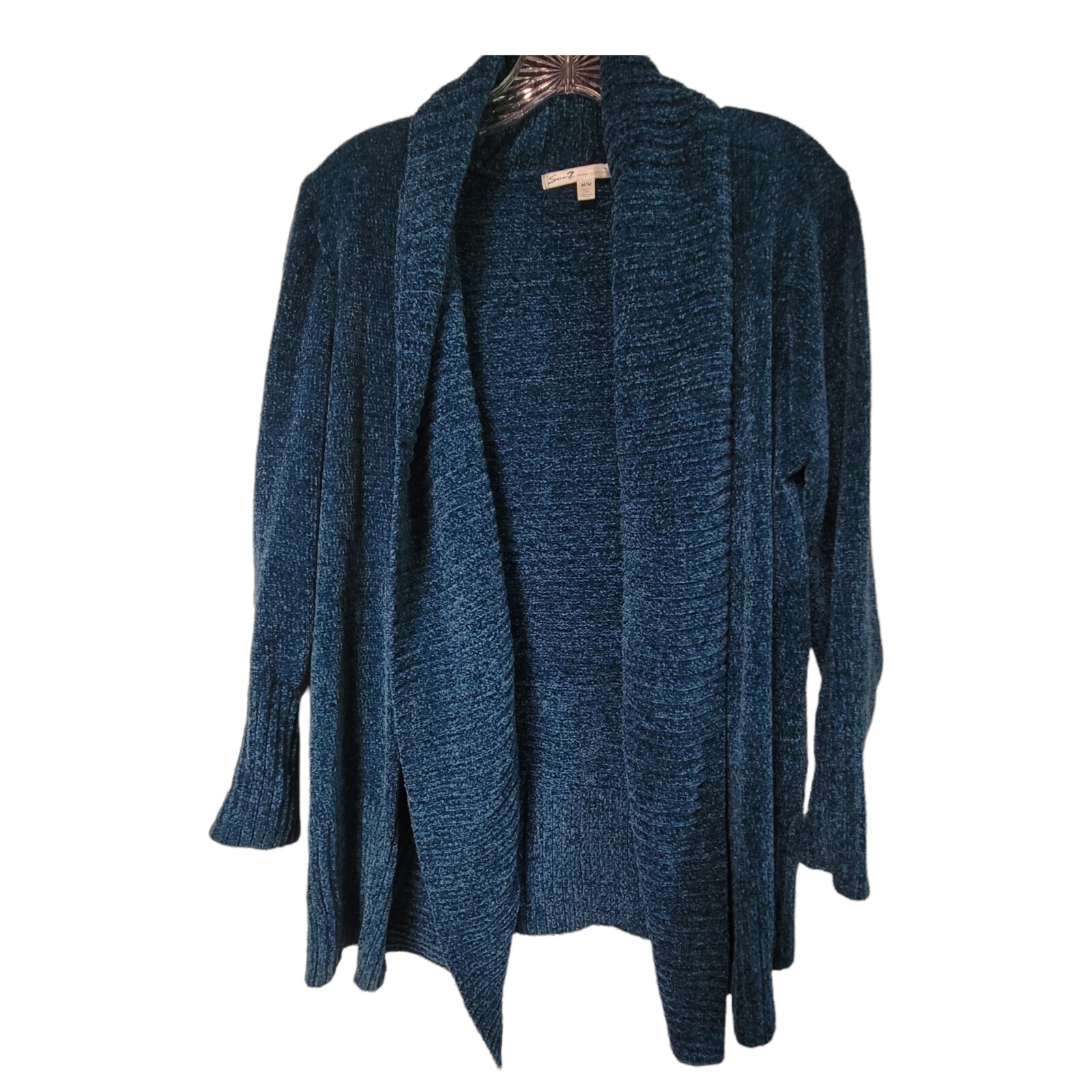 CHENILLE CARDIGAN Medium Blue Teal 