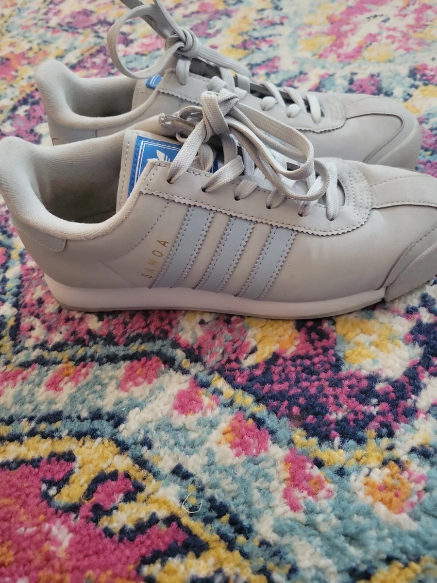 Women s Adidas Grey Blue Stripe Samoa Sneakers Shoes Size 7.5