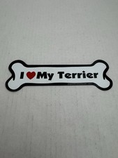 Magnet Dog Bone I Love My Terrier 7" x 2 1/4  Magnetic Sticker