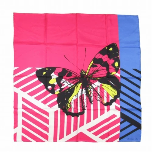 Grande écharpe papillon pop Christian Dior D Jungle 22ss 90x90 soie sergé occasion 1b7