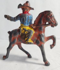 BARCLAY MANOIL VINTAGE 1930s LEAD TOY COWBOY ON HORSEBACK LARGE 3" DAMAGE B2
