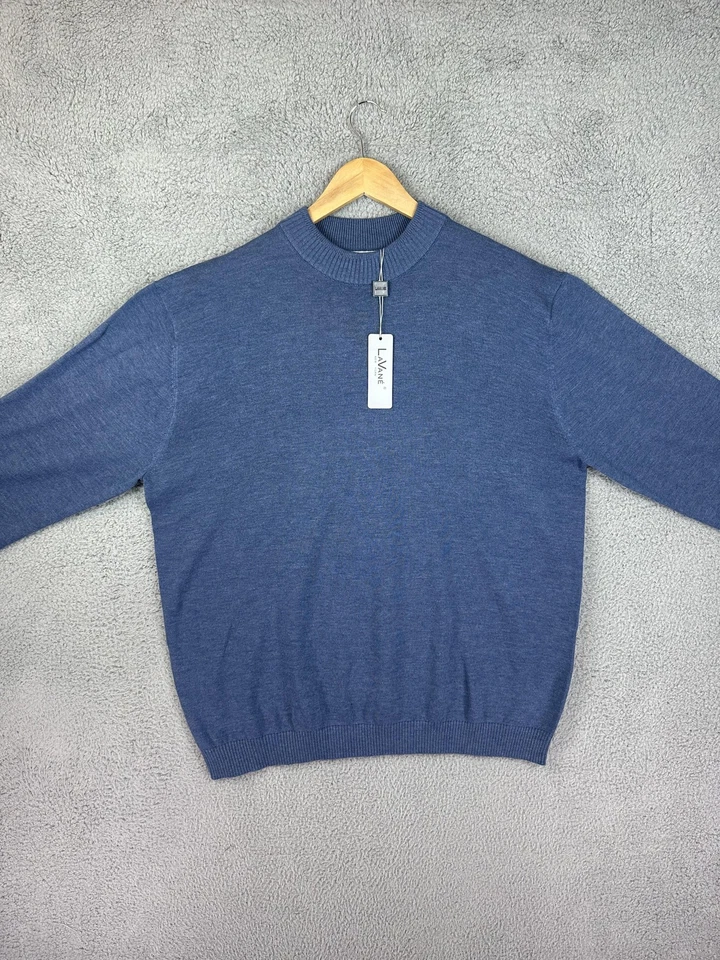 Suéter Lavane Para Hombres 2XL Azul Pullover Cuello Redondo Algodón Acrílico Tejido Clásico Nuevo Foto 2 de 4