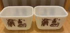 PYREX Early American Refrigerator Dish 1.5 Cup Corn Cat 501 No Lids 2ct Vintage