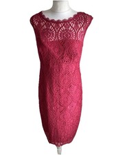 Monsoon Women's Lace Dress UK 12 Raspberry Wedding Christmas Party Cruise