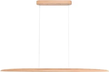 39" Wood LED Linear Pendant Light Dimmable 24W Hanging Fixture for Dining Room K