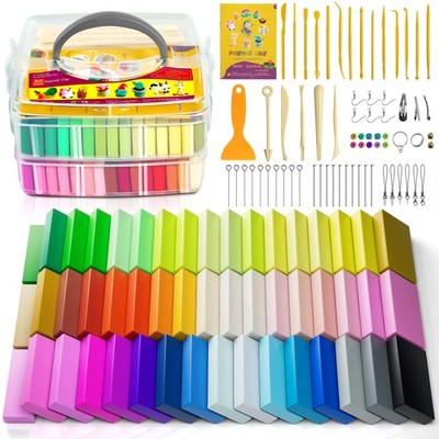 Polymer Clay 52 Colors, Modeling Clay for Kids, NonSticky Oven Bake Clay with...