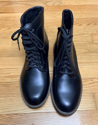 Land s End Canvas Men s Black Leather Lace-Up Boots Size 11 New Without Box